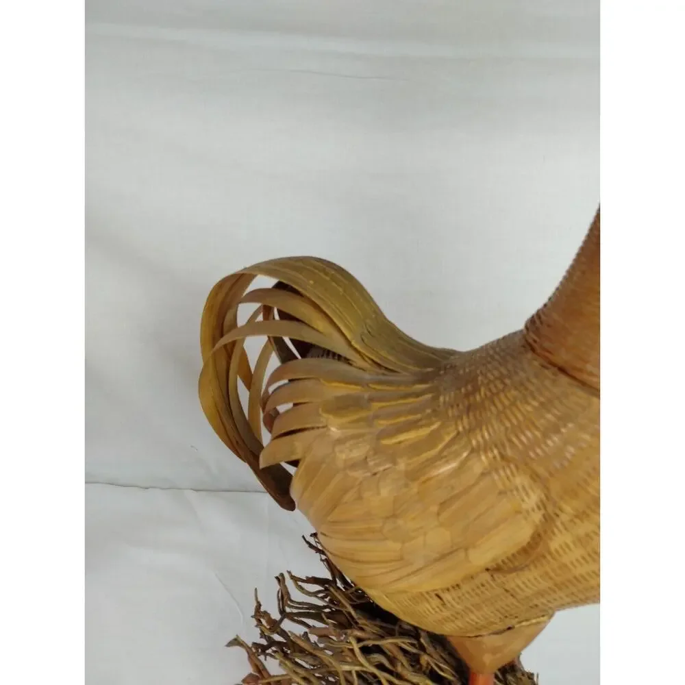 Wicker Rattan Rooster Farmhouse Country Decor Basket - PRISTINE - 17.5 in tall
